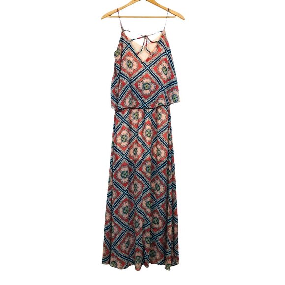 Charlotte Russe Women’s Maxi Dress Size Small Scarf Print Strappy Hippie Boho - Picture 1 of 12